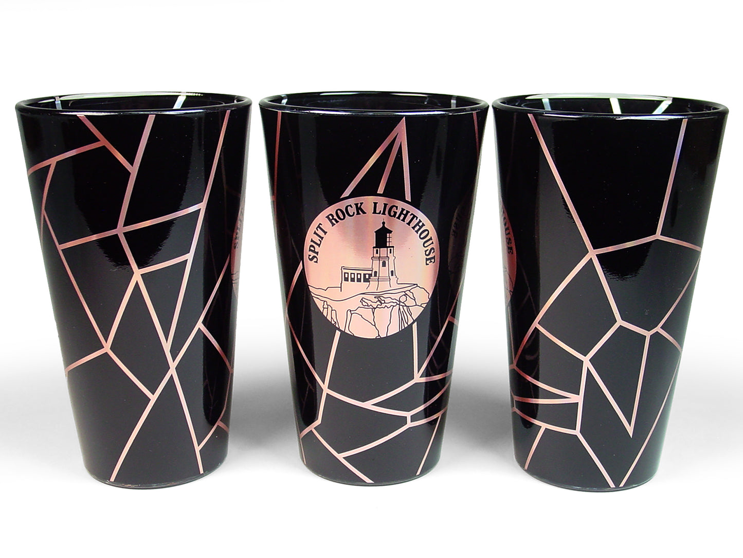 Black/Rose Gold Split Rock Pint Glass