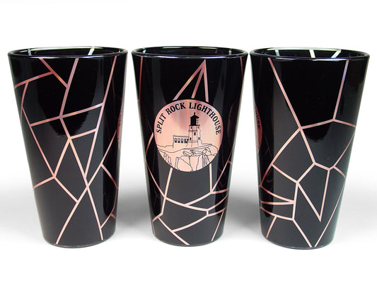 Black/Rose Gold Split Rock Pint Glass