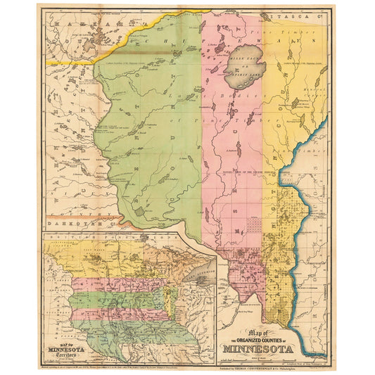 Map of Organized Counties of Minnesota 1850