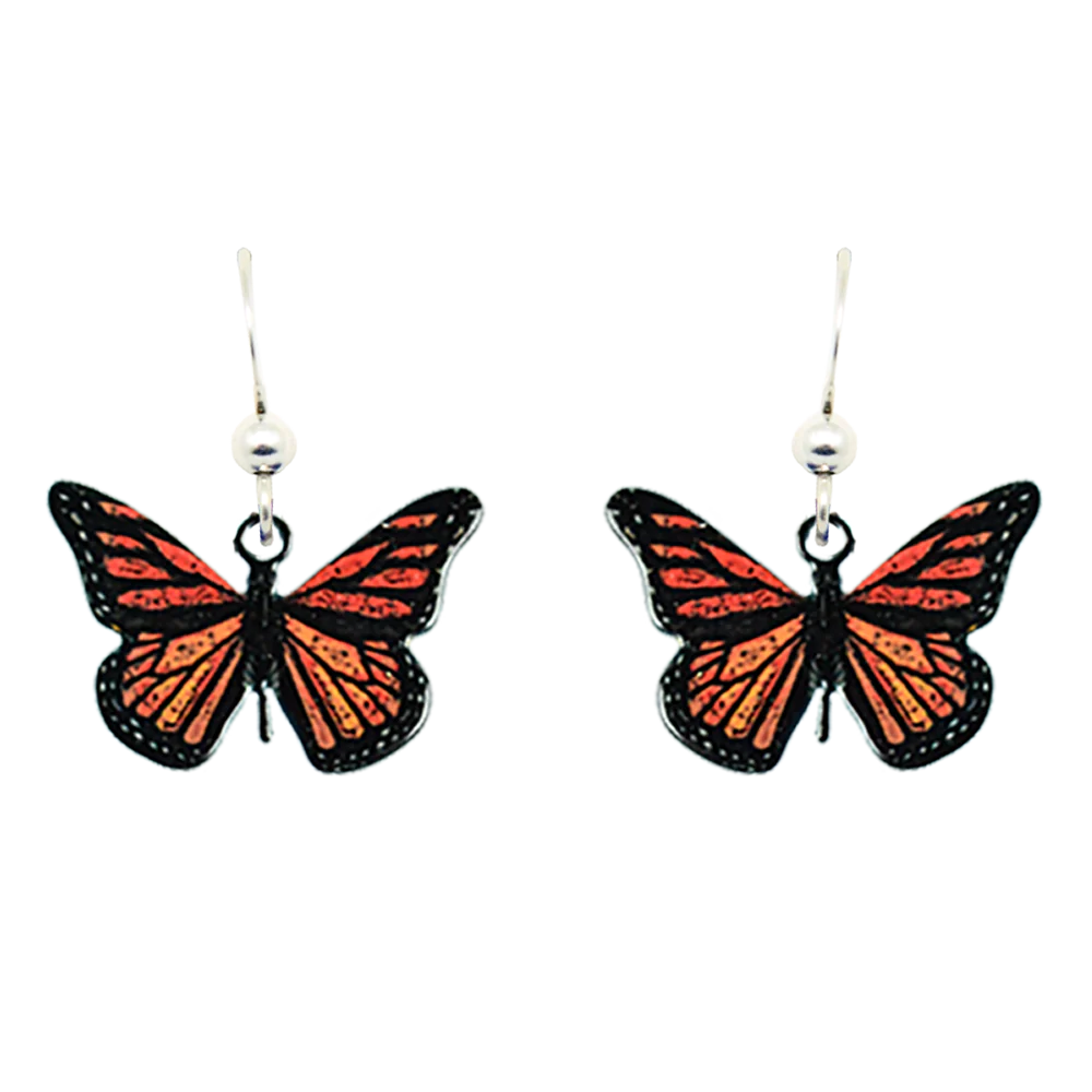 Real Monarch Butterfly Sterling Silver Earrings Upper Wings — Bonnie Mode