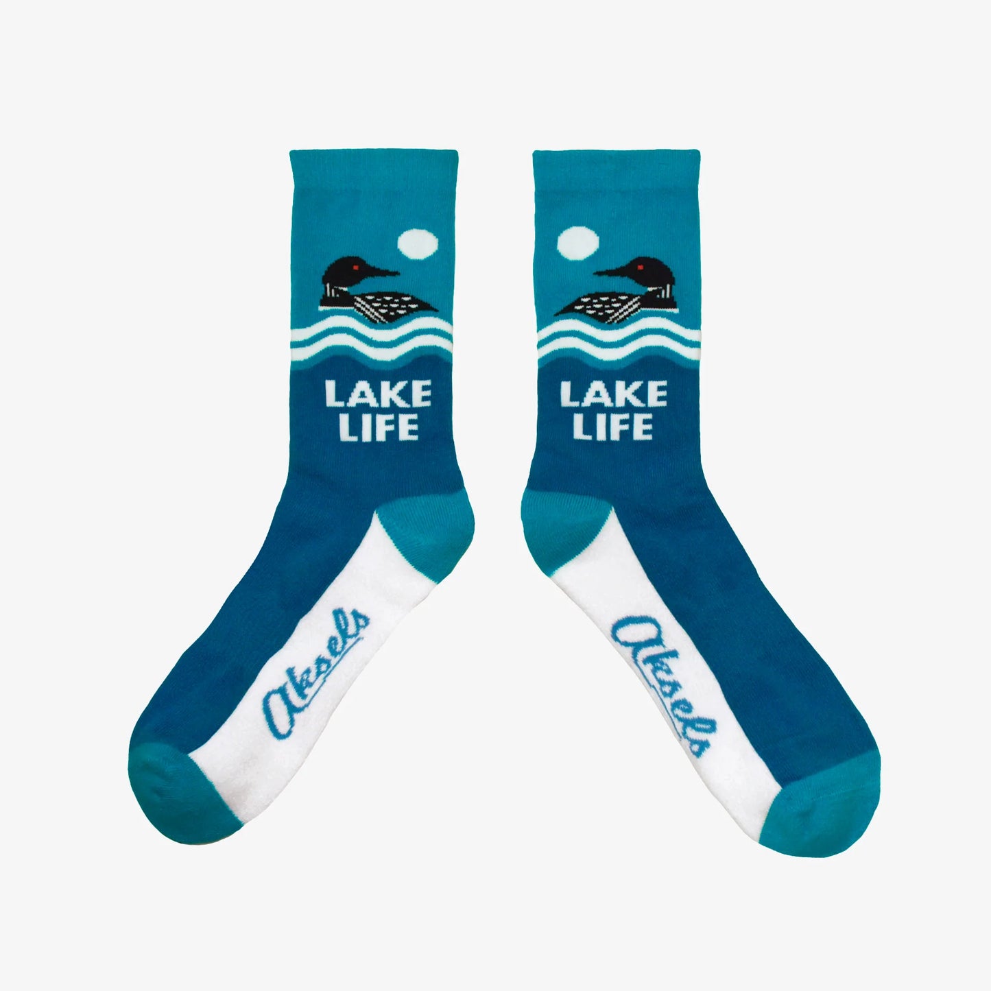 Wildlife Waters Loon Lake Life Blue White Sock