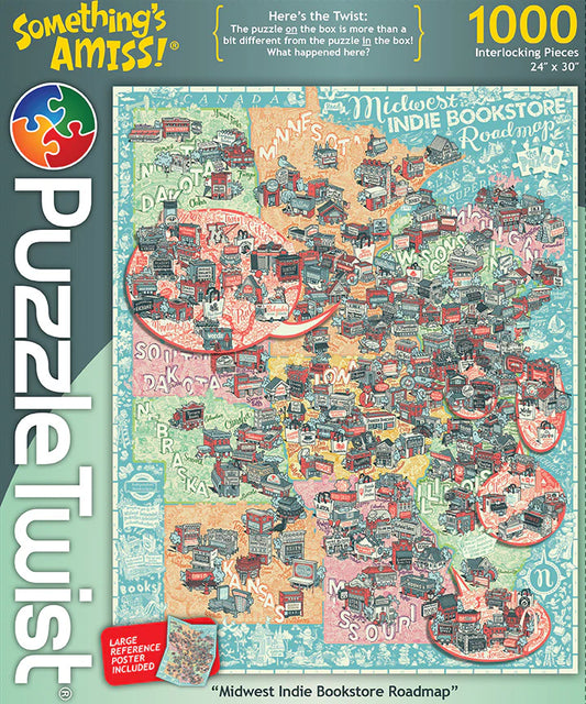 Midwest Indie Bookstore Roadmap Puzzle Twist 1000 PC