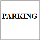 Parking sign with the word 'PARKING' on a white background