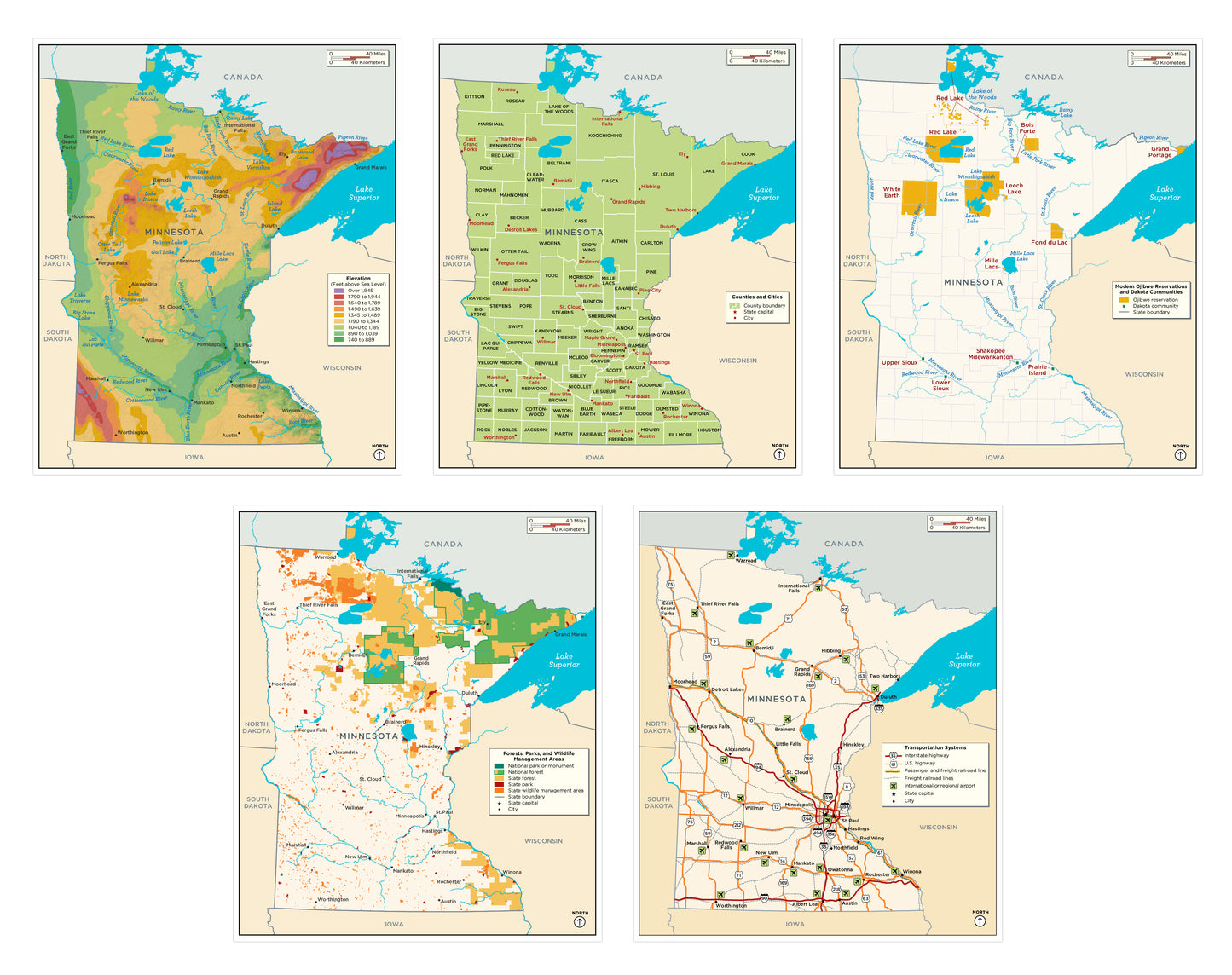 Minnesota Maps Poster Set