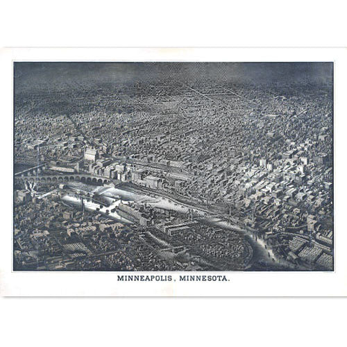 Minneapolis, Minnesota 1885 Bird's Eye View